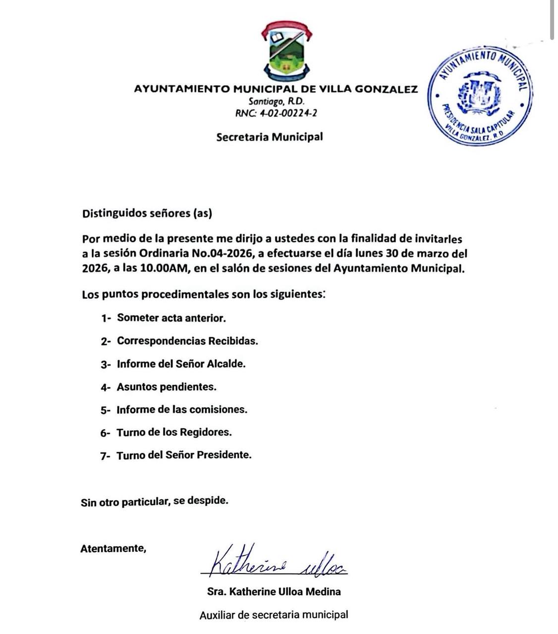 Sesión Ordinaria No.04-2026